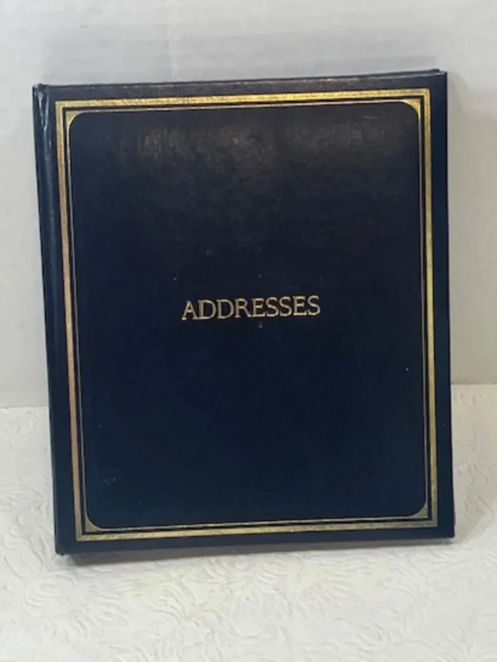 VTG 1996 C.R. Gibson Co. Telephone Address Blue Leather 6-Ring Book Gold Trim 7